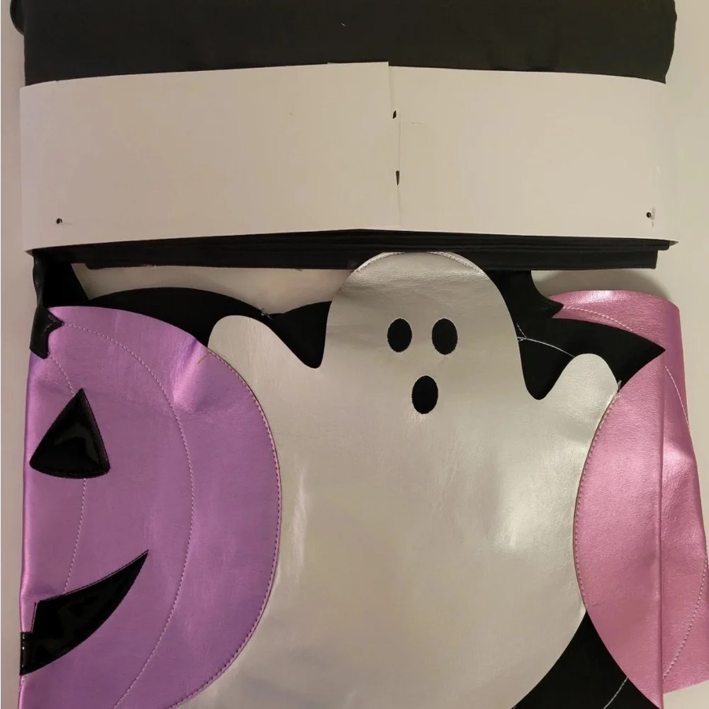 Isaac Mizrahi Halloween Mantel Scarf Jack O Lantern Ghosts Metallic Purple 84